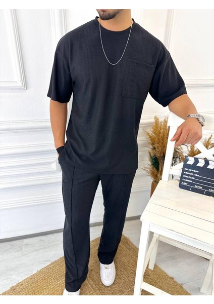 T-Shirt Nefes Alabilen Terletmez Kumaş Bisiklet Yaka Oversize Tshirt Cepli Tişört