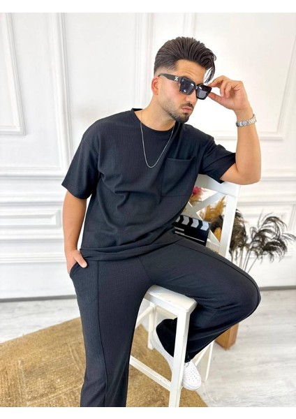 T-Shirt Nefes Alabilen Terletmez Kumaş Bisiklet Yaka Oversize Tshirt Cepli Tişört