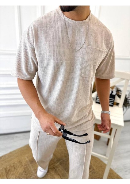 T-Shirt Nefes Alabilen Terletmez Kumaş Bisiklet Yaka Oversize Tshirt Cepli Tişört