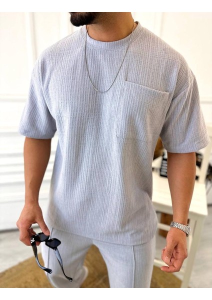 T-Shirt Nefes Alabilen Terletmez Kumaş Bisiklet Yaka Oversize Tshirt Cepli Tişört