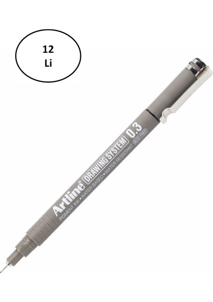 Çizim Kalemi 0.3 mm Siyah 12'li