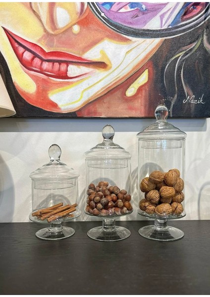 Cylinder Kapaklı Ayaklı Sunum 23 cm Fanus Şekerlik ROYALEKS-81950