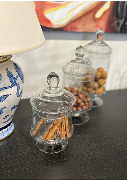 Cylinder Kapaklı Ayaklı Sunum 23 cm Fanus Şekerlik ROYALEKS-81950 modelleri