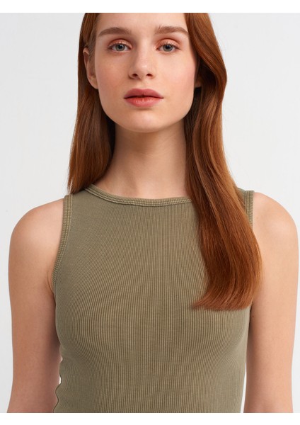 90891 Yıkama Efektli Kolsuz Uzun Elbise-Haki fırsatları