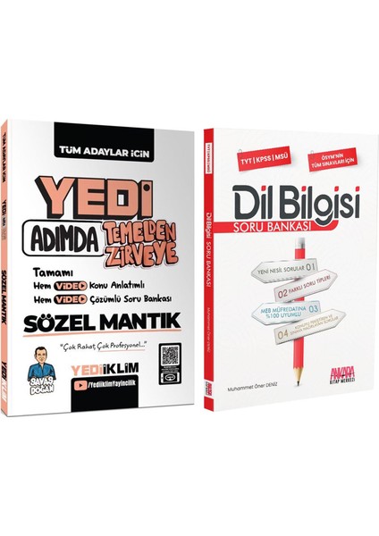 Yedi Adımda Temelden Zirveye Sözel Mantık - AKM Dil Bilgisi Soru Bankası Seti 2 Kitap