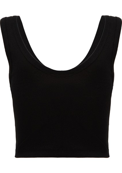 V Yaka Siyah Basic Crop Atlet 1612375-900