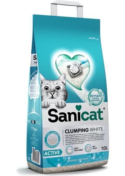Clumping White 10LT Marsilya Sabun Kokulu Oksijen Kontrollü Topaklanan Kedi Kumu