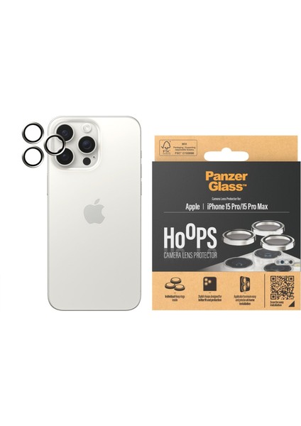 Hoops iPhone 15 Pro / Pro Max White Titanium Lens Koruyucu