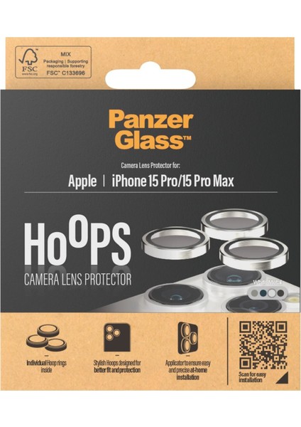 Hoops iPhone 15 Pro / Pro Max White Titanium Lens Koruyucu