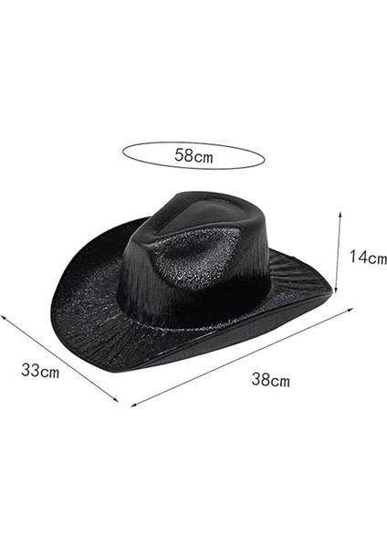 Colezium15 Neon Hologramlı Kovboy Model Parti Şapkası Siyah Yetişkin 39X36X14 cm (Clz) fırsatları