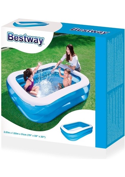 Havuz Dikdörtgen Mavi Aile Boy 201X150X51 cm Bestway - 54005 (Lisinya) fırsatları