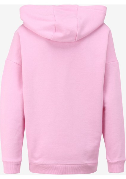 Pembe Kadın Kapüşonlu Oversize Baskılı Sweatshirt BRB4SL-SWT6086