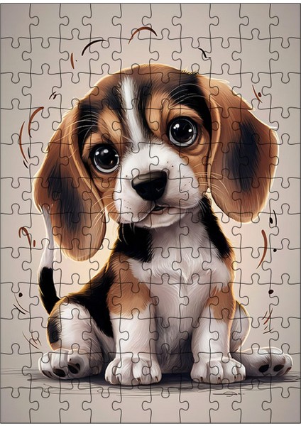 Ahşap Mdf Puzzle Yapboz Mutlu Yavru Köpek 120 Parça 25*35 cm