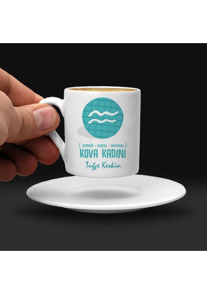 Kova Burcu Kadınına Hediye Türk Kahvesi Fincanı