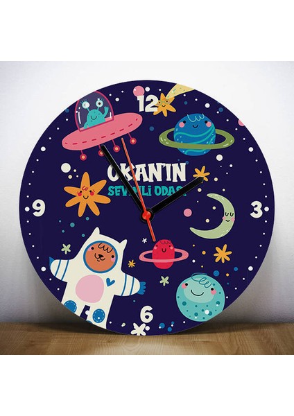 Astronot Olacağım Çocuk Odası Kişiye Özel Duvar Saati