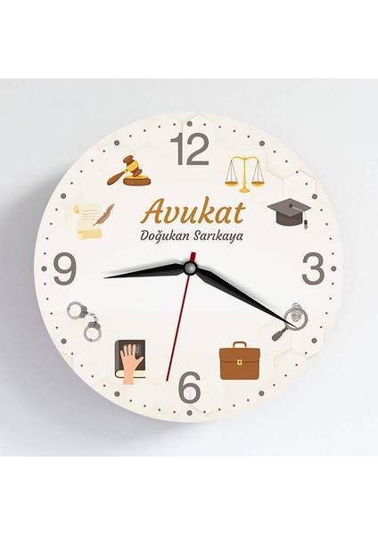 Avukata Kişiye Özel Tasarım Duvar Saati