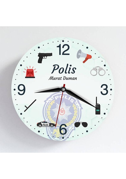 Polise Kişiye Özel Tasarım Duvar Saati