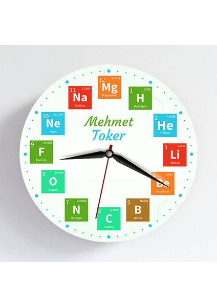 Elementler Isme Özel Duvar Saati