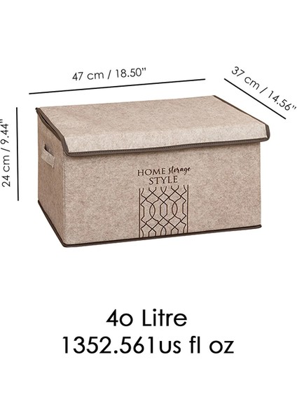 2'li Çok Amaçlı Keçe Kapaklı Katlanır Maxi Kutu Giysi Hurçu Dolap Içi Organizer 47X37X24 cm