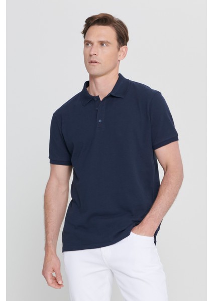 ALTINYILDIZ CLASSICS Erkek Lacivert %100 Pamuk Kıvrılmaz Polo Yaka Slim Fit Dar Kesim Tişört modelleri