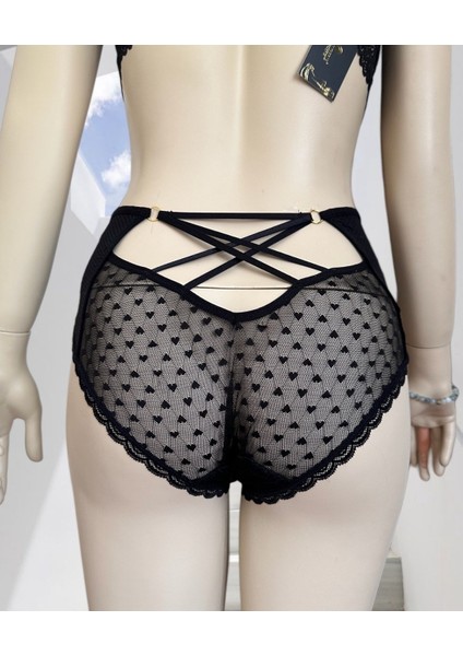 Pointy Love Kalpli Transparan Kumaş Arkası Dekolte Şeritli Yüksek Bel Slip