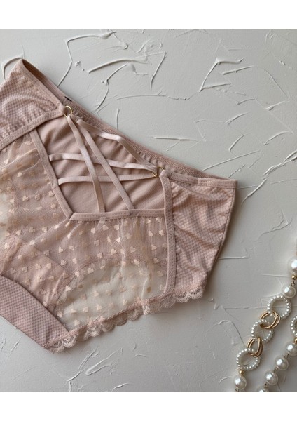 Pointy Love Kalpli Transparan Kumaş Arkası Dekolte Şeritli Yüksek Bel Slip