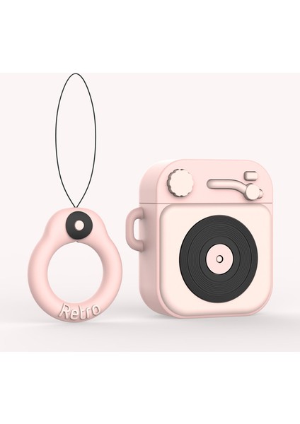 Apple Airpod'lar Için Silikon Kulaklık Kılıfı + Parmak Halkası Kayışı, Kablosuz Şarj Kutusu ile (2019)/AIRPOD'LAR ve Şarj Kutusu ile (2019)(2016) -Pembe (Yurt Dışından)