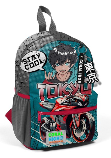 Minik Yuva Sırt Çantası Gri Nefti Anime Motorsiklet Iki Bölmeli 23564