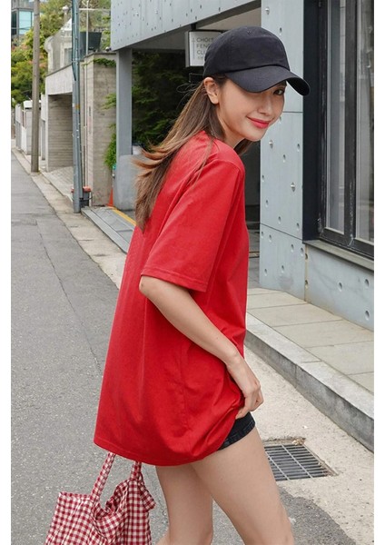 Kadın Oversize Penye Kısa Kollu T-Shirt modelleri