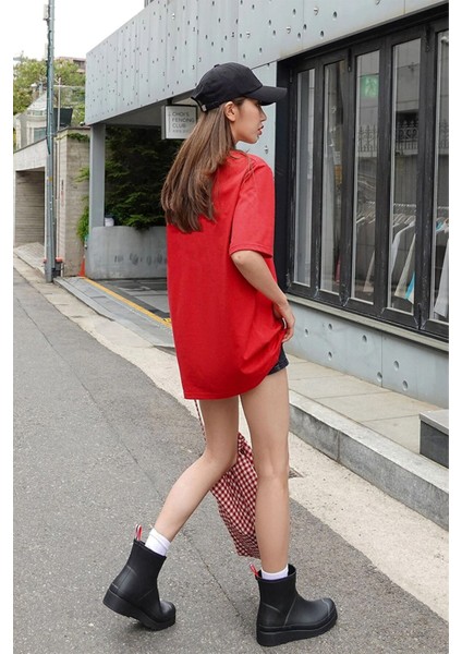 Kadın Oversize Penye Kısa Kollu T-Shirt fırsatları