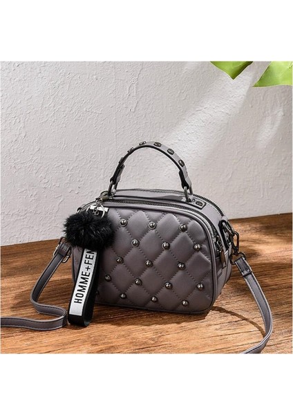 Beautifyy Kadınlar Mini Pu Deri Messenger Çanta Kürk Top Omuz Messenger Çantası (Yurt Dışından)