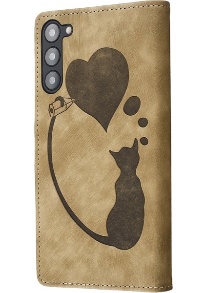 Samsung Galaxy S23 5g Için Kalem Kalp Kedi Pu Kılıf (Yurt Dışından)