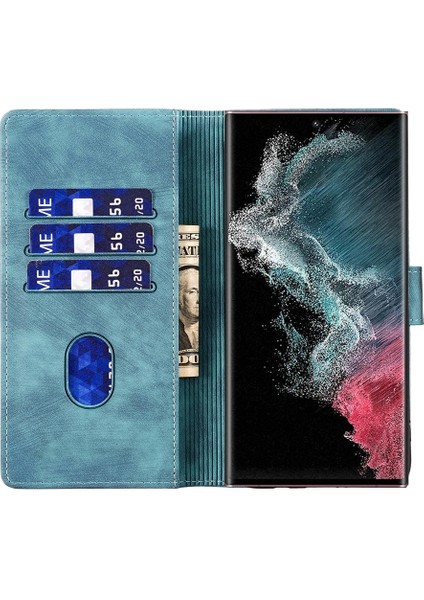 Samsung Galaxy S22 Ultra 5g Için Kalem Kalp Kedi Pu Kılıf (Yurt Dışından)