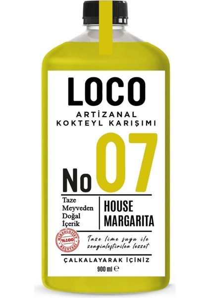 NO 07 House Margarita Artizanal Alkolsüz Karışım Taze Sıkma Meyve Kokteyl Mix 900 ml