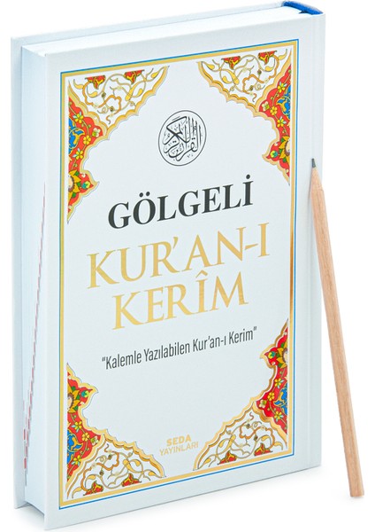Kalemle Yazılabilen Orta Boy Gölgeli Kuranı Kerim Beyaz