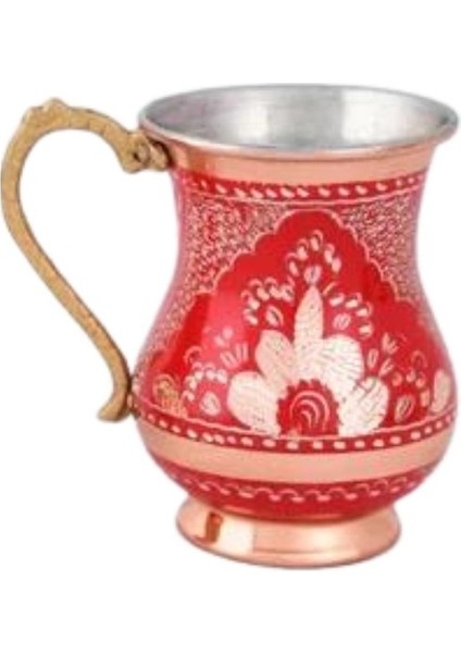 Erzincan El Işlemeli Bakır Ayran Bardak No:1 Kırmızı