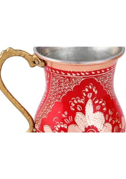 Erzincan El Işlemeli Bakır Ayran Bardak No:1 Kırmızı