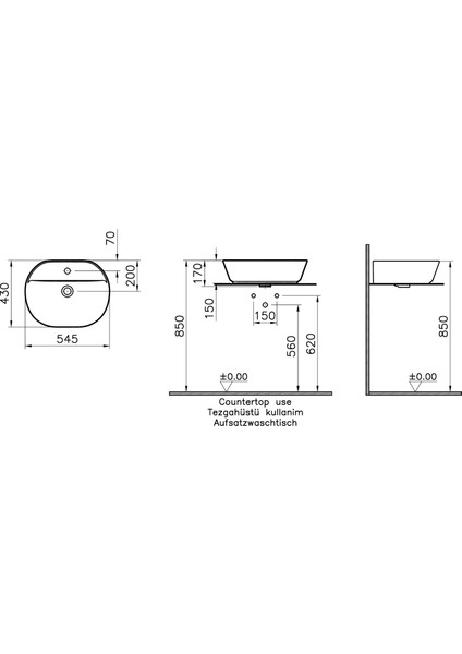 Geo Çanak Lavabo Mat Bej 55 cm 7428B020-0041