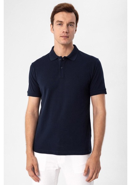 Polo Yaka Regular Kalıp Armürlü Tişört