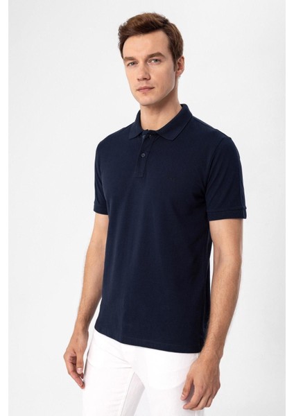 Polo Yaka Regular Kalıp Armürlü Tişört