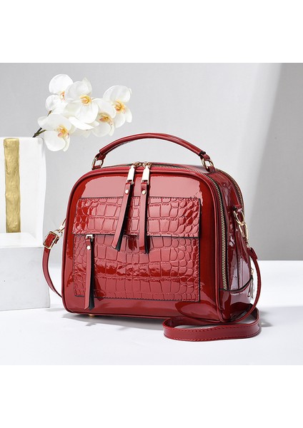 Timsah Rugan Parlak Kadın Çantası Crossbody (Yurt Dışından)