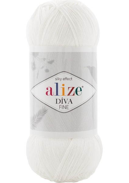 Diva Fine 55 Beyaz El Örgü Ipi 100 Gr.