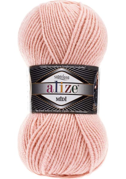 Superlana Midi 523 Kristal Pembe El Örgü Ipi 100 Gr.