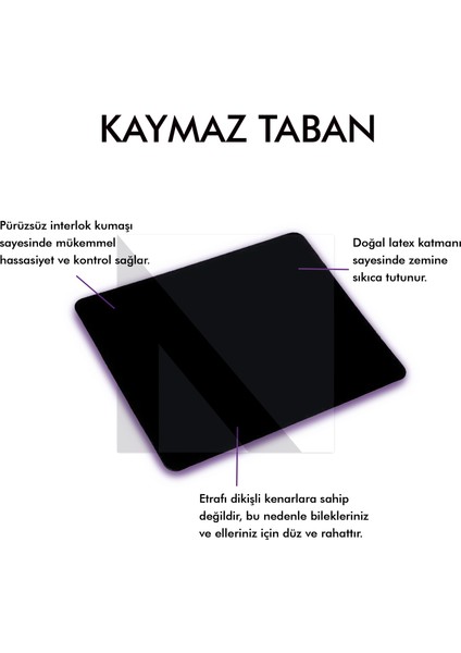 - MP005 - 22x18 Small Siyah Gaming Mousepad | Kaymaz Taban, Oyuncu Gamepad, Ev, Ofis, Oyun