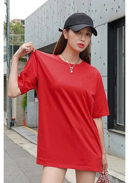 Kadın Oversize Penye Kısa Kollu T-Shirt