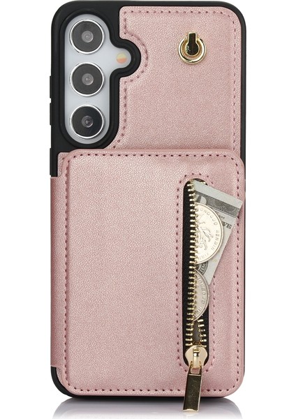 Samsung Galaxy S24+ 5g Için Fermuarlı Kart Çantası Telefon Kılıfı (Yurt Dışından)