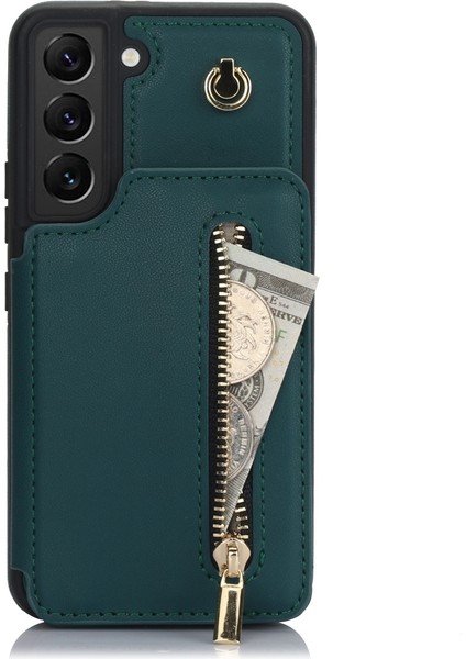 Samsung Galaxy S22 5g Için Fermuarlı Kart Çanta Telefon Kılıfı (Yurt Dışından)