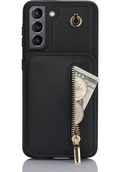 Samsung Galaxy S21+ 5g Için Fermuarlı Kart Çantası Telefon Kılıfı (Yurt Dışından)