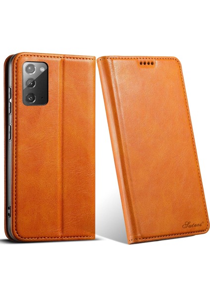 Samsung Galaxy NOTE20 Için Yağ Balmumu Deri Telefon Kılıfı (Yurt Dışından)