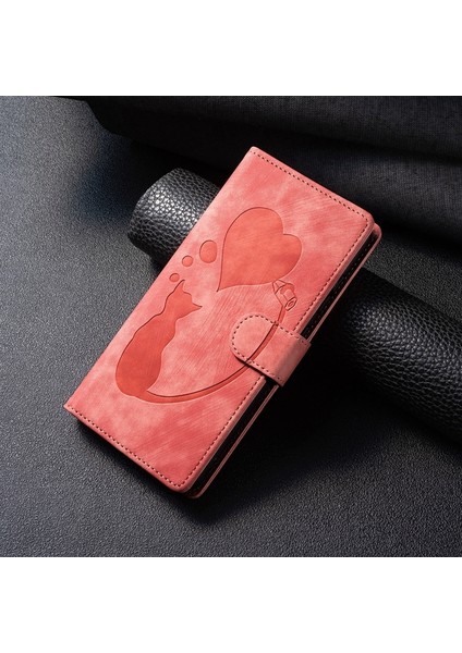 Samsung Galaxy S22+ 5g Için Kalem Kalp Kedi Pu Kılıf (Yurt Dışından)